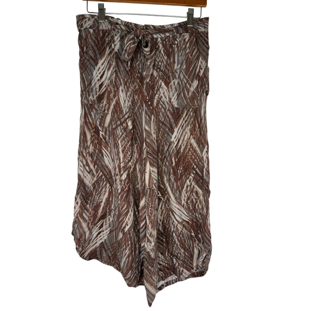 Democracy Womens Rayon Cargo Capris Brown Abstract Print Size 4 Travel Pants